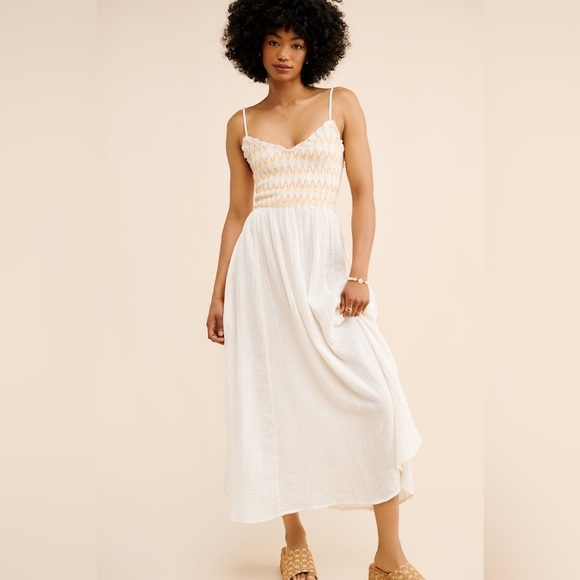 FREE PEOPLE sweet nothings midi dress in marshmallow Medium - Picture 1 of 11